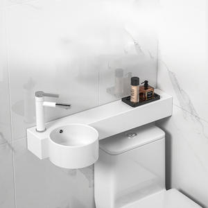 Lavabo à <span class=keywords><strong>main</strong></span> en céramique blanche européenne Prix Vanité moderne Lavabo de salle de bain mural simple pour hôtel villa - Product Image 1