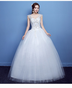 Nouveau style rouge épaules diamant dentelle robe de mariée mariée robes mariées grande taille robe de mariée blanche robe de mariée - Product Image 1