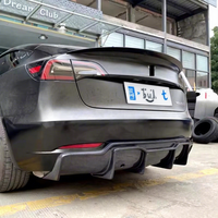 Tesla Model 3 Sedan 4 Kapılı Gerçek CF Arka Lip Araç Dış Aero Modifikasyon Parçaları için Karbon Fiber Arka Tampon Difüzör Splitter