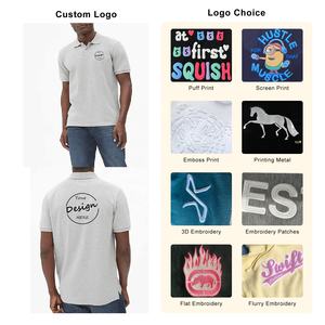 Camiseta Polo básica de tela de algodón y poliéster con estampado personalizado, camiseta polo transpirable ajustada de Color sólido para hombre con dobladillo dividido - Product Image 3