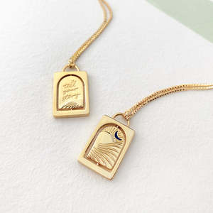 Laodun Hot Sales Ins Style 18K Collar de oro Rectángulo Colgante giratorio Simple <span class=keywords><strong>Luna</strong></span> Encanto Collar de latón Vermeil - Product Image 6