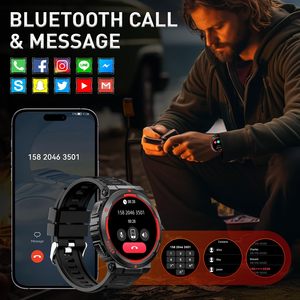 Montre connectée de sport d'extérieur KT75, étanche 3ATM, pour la plongée et la pêche, avec lampe de poche, surveillance de la santé, appels Bluetooth, montre intelligente - Product Image 3