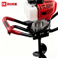 Tarière thermique industrielle RORX DIY 2 temps à essence 51,7 cm³ 1,45 kW avec moteur puissant pour la plantation d'arbres, les