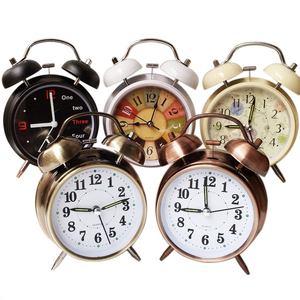 <strong>Alarm</strong> <strong>Clock</strong> 4&quot; Twin Bell Vintage Silent Non Ticking Quartz Battery Operated Extra Loud with Backlight for Bedside Heavy Sleepers - Product Image 3