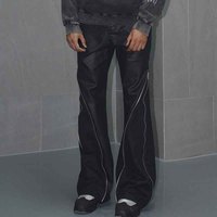 Pantalons de survêtement en nylon à jambes évasées, style décontracté, coupe ample, fermeture éclair, taille plus, pantalon cargo ample pour hommes, fabrication OEM personnalisée de haute qualité