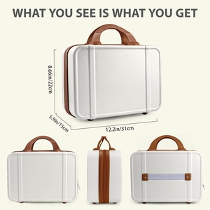 Estuche de tren de carcasa dura de viaje portátil para <span class=keywords><strong>mujer</strong></span> de 14 pulgadas, <span class=keywords><strong>Neceser</strong></span> de maquillaje ABS, Mini organizador de cosméticos, maleta con bandas elásticas - Product Image 6