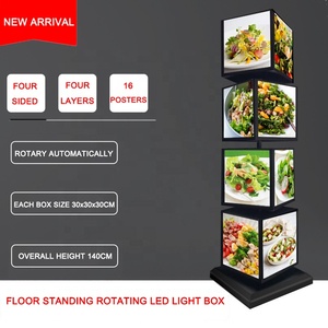 Hộp Đèn LED Xoay Tự Động Đứng Tự Động Hộp Đèn Xoay <span class=keywords><strong>4</strong></span> Mặt <span class=keywords><strong>4</strong></span> Lớp 16 Áp Phích Cho Nhà Hàng Cửa Hàng Đồng Hồ - Product Image 5