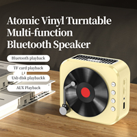 Haut-parleur Bluetooth portable de style tourne-disque rétro classique, lecteur de musique stéréo sans fil pour la décoration de la maison et les divertissements en plein air