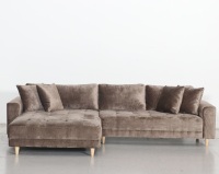 Canapé d'Angle Trois Places en Velours Haut de Gamme, Style Scandinave, pour Petit Salon ou Appartement