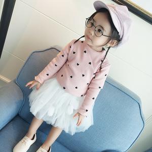 Camiseta para niñas con estampado de corazones, camisa de manga larga con hilo roscado, camiseta básica para bebé recién nacido, ropa de primavera para niños pequeños - Product Image 6