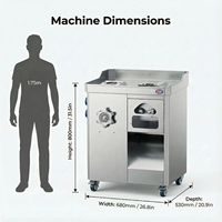 Picadora y Rebanadora de Carne Eléctrica Comercial Automática 2 en 1, Capacidad de 200 kg/h para Restaurantes, Carnicerías y Servicios de Catering