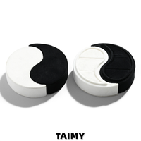 Boîte à bague en velours avec logo personnalisé, Yin Yang noir et blanc, pour couple, mariage, fiançailles, emballage de bijoux de luxe, cadeau unique, élégant et haut de gamme