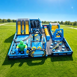 Parc <span class=keywords><strong>gonflable</strong></span> extérieur comprenant une structure de saut, un toboggan <span class=keywords><strong>gonflable</strong></span>, un jeu Wipe Out, un parcours d'obstacles <span class=keywords><strong>gonflable</strong></span>, un parc à thème <span class=keywords><strong>gonflable</strong></span> - Product Image 1