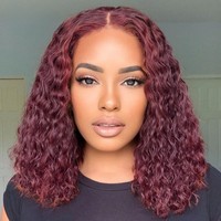 Design de mode 12 pouces belle Texture cheveux humains dentelle avant fermeture longue perruque en gros Jerry bouclés perruques de cheveux humains