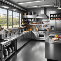 Ensemble complet d'équipements de cuisine en acier inoxydable pour restaurant et hôtel
