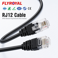Câble RJ12 6P6C avec fiche modulaire, extrémité unique, 6 conducteurs, fils nus, connexion électronique personnalisée, faisceau de câbles téléphoniques RJ11