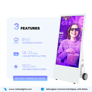 Battery Powered Wireless Portable 4K LCD Digital Poster SDK for Wayfinding Smart Kiosk Movable Advertising <b>Board</b> for Retail - Product Image 3