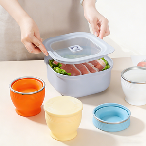 Neues Trendiges 4-teiliges Bento-Box-Set Wiederverwendbare Lunchbox-Behälter Mahlzeiten-Vorbereitungsset mit Zusammenklappbarem Becher für Camping - Product Image 4