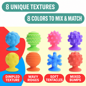 Eight Texture Silicone Sensory <b>Fidget</b> Toys Colorful Suction Cup Stress Relief <b>Set</b> with Dimpled Wavy and Bumpy Surfaces - Product Image 5