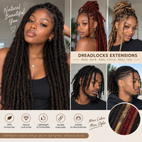 Extensions de dreadlocks 100 % cheveux humains vierges, faits à la main, texture naturelle, pour coiffure en salon et tressage professionnel