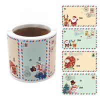 Étiquettes d'emballage cadeau personnalisées avec logo, adhésives et amovibles, décoratives, motif renne et bonhomme de neige