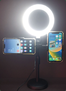 Anillo de Luz LED para Selfies, Portátil, Mini USB, de 6 Pulgadas, con 2 Celulares, Iluminación Fotográfica de Belleza Móvil, Precio Económico - Product Image 5