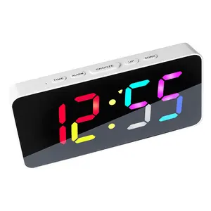 RGB Alarme Eletrônico Colorido Espelho Relógio