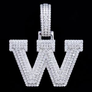 Pendentif en argent sterling 925, bijoux hip-hop tendance, lettre W sertie de moissanite, monture griffe, certifié GRA, breloques, cadeau - Product Image 1
