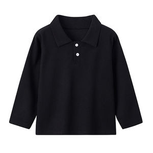 Camiseta de Manga Larga con Cuello Polo para Niños, Tallas Grandes, Color Sólido, Primavera Otoño, Informal, Versátil, para Niños y Niñas - Product Image 4