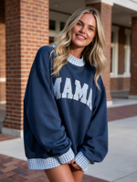 Sweater Wanita OEM Kerah Mock Neck Model Asimetris Warna Blok 100% Katun Fleece Oversized Pullover Jumper