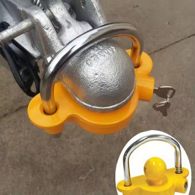New Universal Adjustable Heavy-Duty Anti Theft Aluminum Deluxe Trailer Coupler Lock 2 Keys for Towing Trailer Security Bluecamp