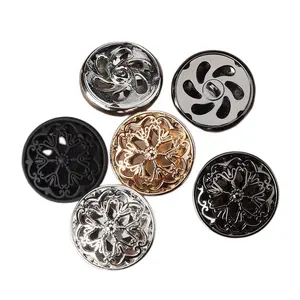 Big fancy metal plastic shank hollow stick chank buttons sewing with 2 3 4 four hole for uniform coat blaze suit clothing