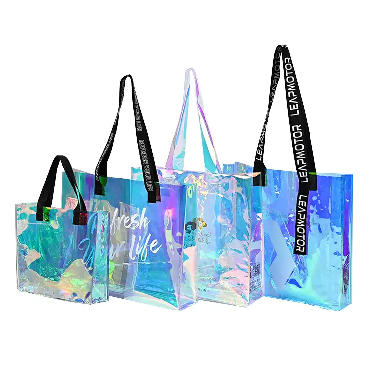 Luxe Strand Tas Vrouwen Gepersonaliseerde Custom Mode Tote Bag Laser Pvc Winkelen Holografische Transparante Zak