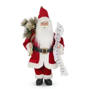 45厘米高品质面料圣诞老人美国Fce站立圣诞老人娃娃带信纸圣诞老人圣诞装饰