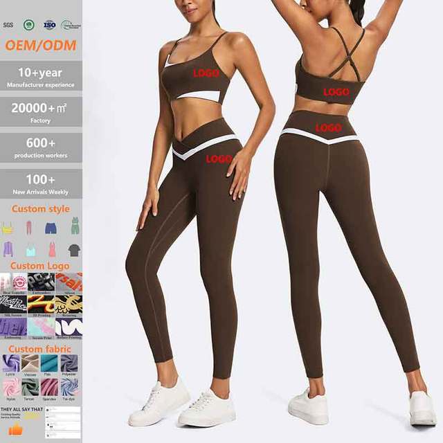 Custom Factory Direct Color-Blocked Eco-Friendly Sportswear Recycled Fabric Slim-Fit Fitness Set Outdoor Sports Yoga OutfitWomen