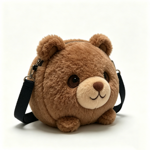 Oso de peluche personalizado con forma de bolso, bolso de hombro de peluche de oso marrón, bolso cruzado de peluche de oso - Product Image 1