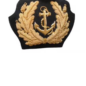 New Design Premium Fashion Embroidered Bullion Wire <b>Badges</b> Hand Made Embroidery Gold Bullion Wire Embroidered <b>Badges</b> - Product Image 3