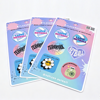 Autocollants holographiques en vinyle imperméable, impression personnalisée de logo, étiquettes décoratives laser pailletées arc-en-ciel, autocollants découpés à la forme