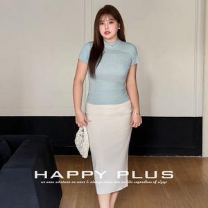 Falda Midi de Color Sólido Happy Plus, Cintura Natural, Corte Ajustado, Talla Grande, Atuendo Profesional para Mujer - Product Image 4