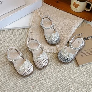 Sandalias de princesa de tejido hueco <span class=keywords><strong>para</strong></span> niñas 2026, sandalias de verano <span class=keywords><strong>con</strong></span> lazo de perlas, zapatos antideslizantes <span class=keywords><strong>para</strong></span> bebé - Product Image 2