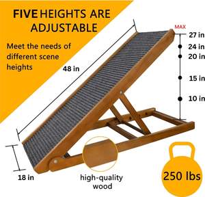 समायोज्य ऊंचाई पालतू जानवर रैंप तह बिस्तर के सोफे लकड़ी के कुत्ते रैंप के लिए एकदम सही - Product Image 2