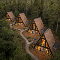 Chalet triangulaire à deux étages, imperméable, avec chambre, cuisine et salle de bain, pour solutions de projets
