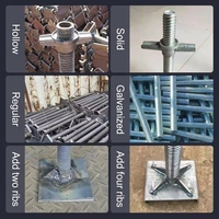 Base de support réglable en acier Q235 pour échafaudage, galvanisée à chaud, avec plaque à vis creuse ou pleine, pour coffrage de construction moderne et de haute performance
