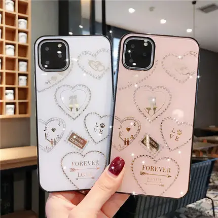 For Apple iphone 11 Case Luxury Blink Diamond Glitter Love protective back cover case for iphone 11 Pro Max phone shell