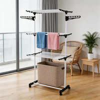 Séchoir à linge multifonctionnel pliable en métal à trois niveaux pour la maison, support de séchage portable pour vêtements