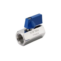 Mini-vanne à boisseau sphérique en acier inoxydable 304, filetage femelle, petite vanne à boisseau sphérique avec poignée bleue pour conduites d'eau, de gaz et d'huile