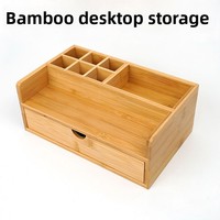 Organisateur de bureau multifonctionnel moderne et minimaliste en bambou avec tiroirs – Indispensable pour le rangement au bureau et en cuisine (vente en gros)