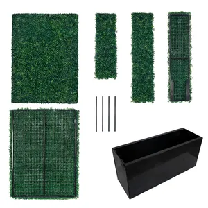 CQ1 Vertical jardín decorativo privacidad telón de fondo topiario hojas verdes césped artificial paneles de pared boj seto