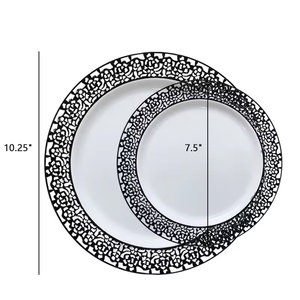 Vente en gros de pâtés en dentelle dorés élégants assiettes rondes en plastique assiettes en dentelle pour mariage - Product Image 2