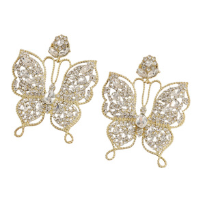 Boucles d'oreilles pendantes papillon en cristal coloré et strass, style luxe léger exagéré, pour femmes, mode niche haut de gamme, Europe et États-Unis - Product Image 5